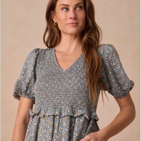 NWT - Rylee +Cru Blue Floral Kate Dress - Picture 3 of 3